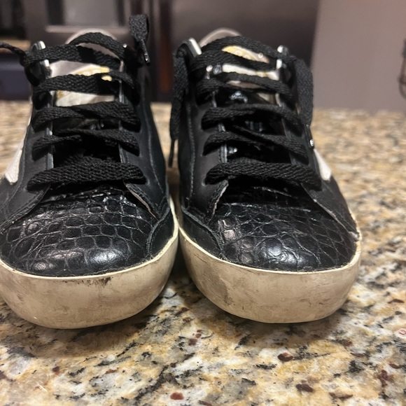 Golden Goose Superstar Leather Glitter Low-Top Sneakers Size 37 Black and Gold - Picture 10 of 11